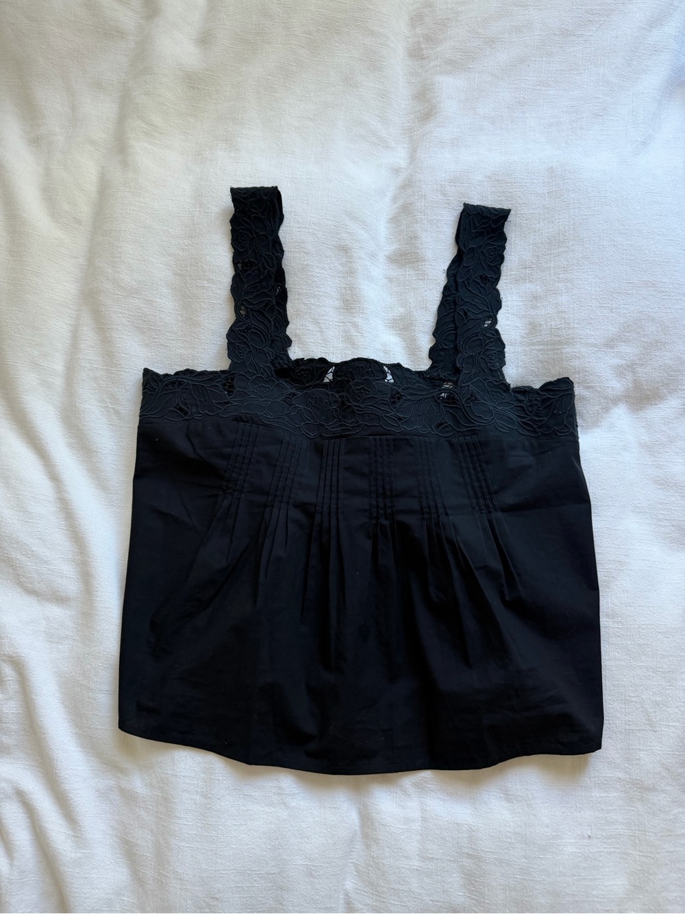 J. Crew Black Lace-Trim Square Neck Tank - Picture 4 of 6